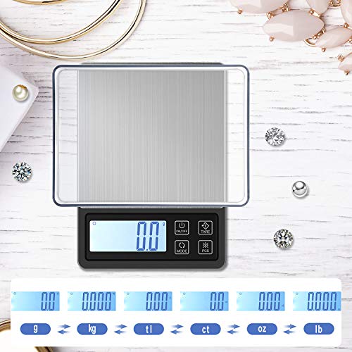 MOSUO Báscula Digital para Cocina con Carga USB, 3000g/0.1g Balanza de Cocina de Acero Inoxidable Balanza de Alimentos Multifunción, Balanza de Precision con Pantalla LCD y Función de Tara