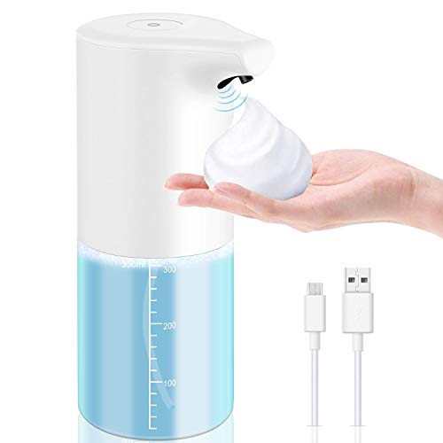 MOSUO Dispensador de Jabón Automático, 350ml Dispensador Jabón con Sensor Infrarrojo Carga USB y IPX4 Impermeable Inteligente Dispensador Jabón para Baño Cocina Oficina Hotel Hospital