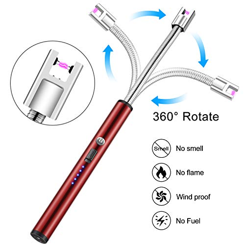 MOSUO Mechero Eléctrico USB Recargable, Encendedor Electrico Encendedor de Cigarrillos, Resistente al Viento sin Llama para Cocina,Cigarrillos, Velas, Barbacoas,Gas