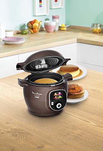 Moulinex CE852900 Intelligent Cookeo+ Gourmet - Cocina multicocción (6 L, 150 recetas preprogramadas + molde para tartas, incluye molde para tartas, color marrón helado)