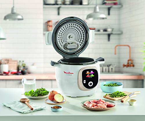 Moulinex Cookeo CE851A Robot de cocina + 150 recetas, olla eléctrica programable, 6 L capacidad, 6 modos cocción, pantalla LCD, apta para lavavajillas, cestillo de vapor, Bol Extraíble Antiadherente