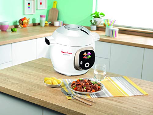 Moulinex Cookeo CE851A Robot de cocina + 150 recetas, olla eléctrica programable, 6 L capacidad, 6 modos cocción, pantalla LCD, apta para lavavajillas, cestillo de vapor, Bol Extraíble Antiadherente