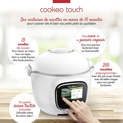 Moulinex Cookeo Touch - Olla inteligente de alta presión Táctil blanco