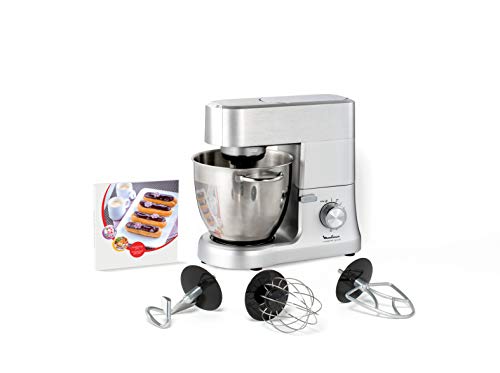 Moulinex Masterchef QA810D01 - Robot de cocina y repostería profesional 1500 W con kit de masas metálico, bol XL de 6,7 L, 4 posibilidades de accesoríos compatibles, de acero inoxidable