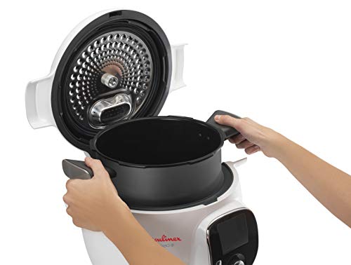 Moulinex Olla multicocción inteligente de alta presión, 6 litros, 150 recetas, 6 modos de cocción, guía paso a paso, uso fácil y rápido 150 recetas, recipiente blanco blanco