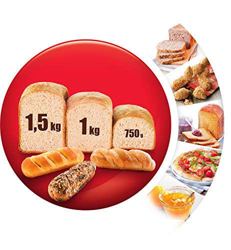 Moulinex OW6101 Home Baguette - Panificadora de 1650 W, 16 programas, sin gluten, hasta 1.5 kg, inicio programado, mantenimiento caliente, incluye bandejas para baguette, 2 aspas amasar y recetario