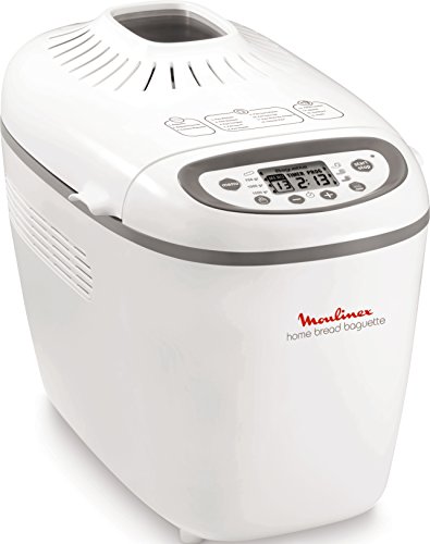 Moulinex OW6101 Home Baguette - Panificadora de 1650 W, 16 programas, sin gluten, hasta 1.5 kg, inicio programado, mantenimiento caliente, incluye bandejas para baguette, 2 aspas amasar y recetario