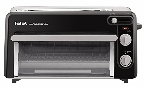 Moulinex Toast & Grill TL6008 - Tostador y horno, 2 en 1, potencia 1300 W, 1 ranura larga, temporizador 10 min, termostato regulable hasta 220 C, Incluye libro de recetas, bandeja recogemigas