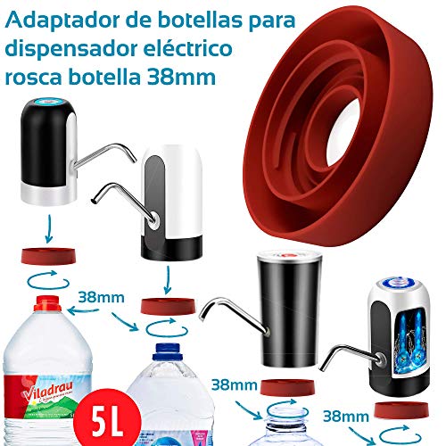 MovilCom® - Adaptador de Botella para dispensador de Agua Eléctrico Compatible con Botellas 5, 6, 8, 10, 12 litros | para Botellas o adaptadores con diámetro 38mm (38mm)