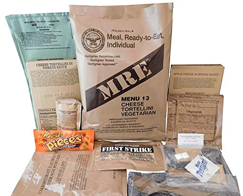 MRE (Meals Ready-to-Eat) – Racionamiento original de los combatientes de guerra de EE. UU.1 paquete de provisiones para militares de diferentes sabores de MRE.