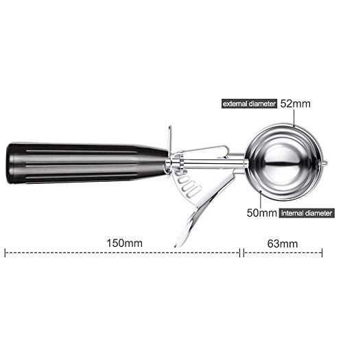 mreechan Cuchara de Helado, Bolas de Helado Reutilizables Cuchara de Helado en Acero Inoxidable 304, Cuchara de melón para Galletas con gatillo para Fruta, cucharas de Helado