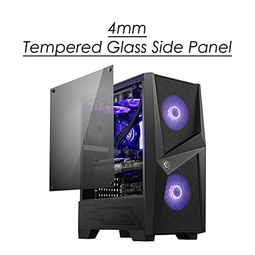 MSI MAG FORGE 100M Mid-Tower - Caja de PC Gaming, 2 x 120 mm RGB + 1 x 120 mm Ventiladores Incluidos, Panel Cristal Templado, ATX, mATX, Mini-ITX, Negro