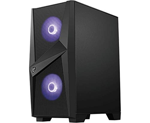 MSI MAG FORGE 100M Mid-Tower - Caja de PC Gaming, 2 x 120 mm RGB + 1 x 120 mm Ventiladores Incluidos, Panel Cristal Templado, ATX, mATX, Mini-ITX, Negro