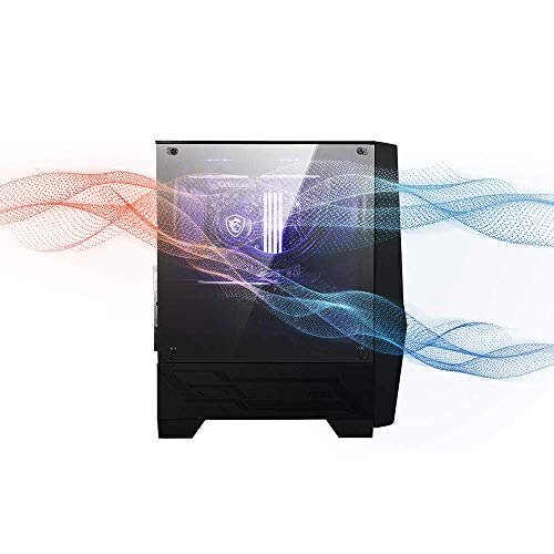 MSI MAG FORGE 100M Mid-Tower - Caja de PC Gaming, 2 x 120 mm RGB + 1 x 120 mm Ventiladores Incluidos, Panel Cristal Templado, ATX, mATX, Mini-ITX, Negro