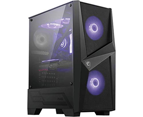 MSI MAG FORGE 100M Mid-Tower - Caja de PC Gaming, 2 x 120 mm RGB + 1 x 120 mm Ventiladores Incluidos, Panel Cristal Templado, ATX, mATX, Mini-ITX, Negro