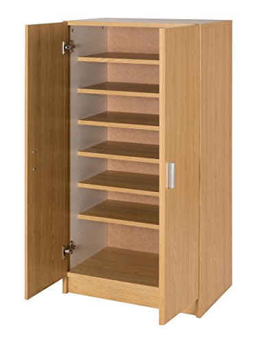 MUEBLECASA - Armario zapatero KIT con 2 puertas y estantes, hasta 18 pares, madera, 108cm Alto x 56cm Ancho x 38cm Fondo, Roble