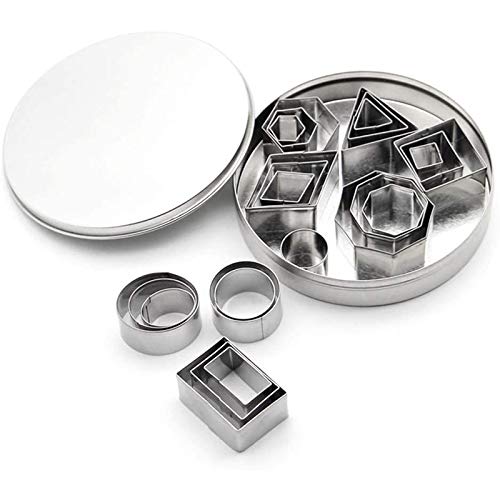 Mufee - Juego de moldes para galletas de acero inoxidable, 24 piezas, figura geométrica, corte de galletas, galletas, molde para tartas, utensilios para hornear, 1 juego