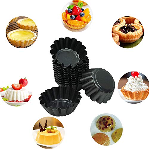 Muffin Cupcake Moulds, BESTZY Tarta redonda antiadherente Tarta de huevo Tarta Estaño Cupcake Pudín Tartaleta Molde Muffin Tazas para hornear - 8pcs