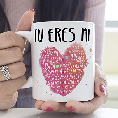 MUGFFINS Taza para Regalar a Enamorados/San Valentín - Tú Eres mi corazón - cerámica 350 ml - Tazas con Frases de Regalo para Novios/Novias. Anive