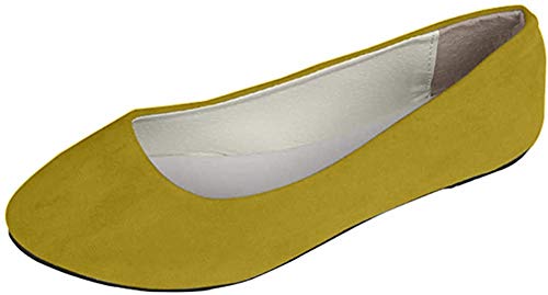 Mujer Bailarinas Básicas de Piel Sintética Zapatos Planos Ocio y Moda,Albaricoque Amarillo,EU 40