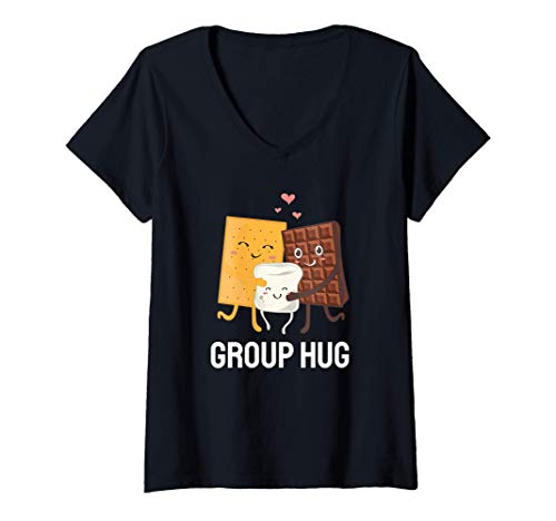 Mujer Smores Group Hug Camping S'mores - Malvaviscos de chocolate Camiseta Cuello V