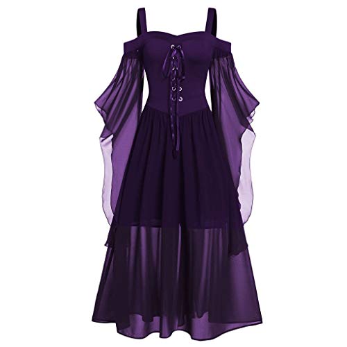 Mujer Vestido de Básico Halloween Faldas con Impresión con Calabaza de Manga Larga Vestidos de Mujer Camisa Casual Top Manga Larga Túnico Fiesta de Noche Vestidos Vintage Vestido Cuello