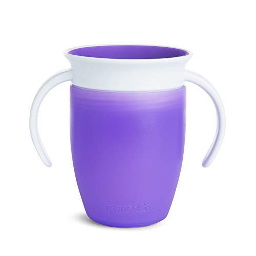 Munchkin Miracle 360°- Vaso Antiderrames Entrenamiento con Asas, morado, 207 ml