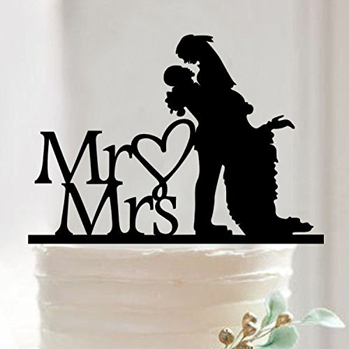 Musuntas personalizada acrílico Mr & Mrs Wedding Cake Topper, la novia y el novio de la boda de la silueta