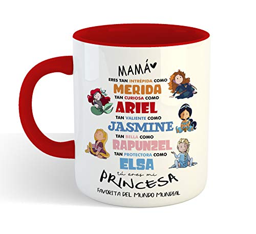 Muy Chulo Taza Princesas Disney Dia DE LA Madre (roja)