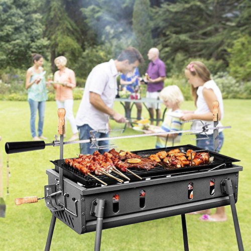 MVPOWER Asador Electrico Giratorio Automático Pincho para Barbacoa de Acero Inoxidable Brocheta de 117cm con Motor