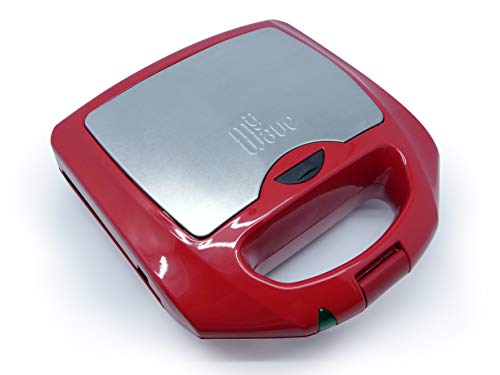 MyWave Sandwichera 6 En 1 MWGRI-61 Acero Inoxidable Placas Desmontables Antiadherentes e Intercambiables: Grill Plancha Sandwiches Donuts Gofres Quesadillas Potencia de 750W Color Rojo