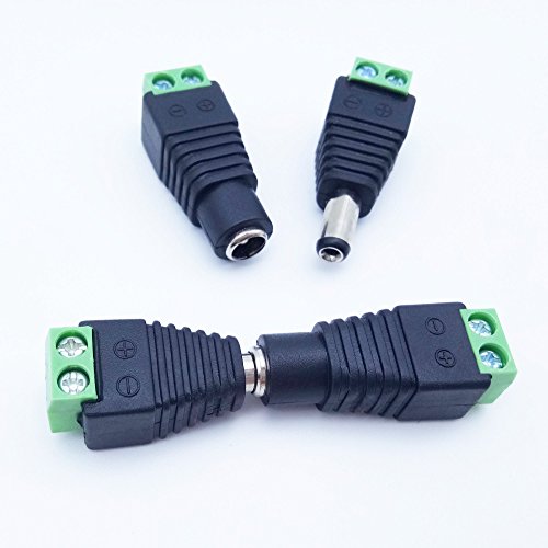 MZMing [12 Pair] Male Female DC Power Connector 12V DC Adapter Conveniente Enchufe De Luz Usado Para CCTV Interface / Monitor / Camera / LED Bar Connector - 2.1 X 5.5 mm