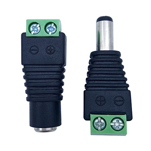 MZMing [12 Pair] Male Female DC Power Connector 12V DC Adapter Conveniente Enchufe De Luz Usado Para CCTV Interface / Monitor / Camera / LED Bar Connector - 2.1 X 5.5 mm