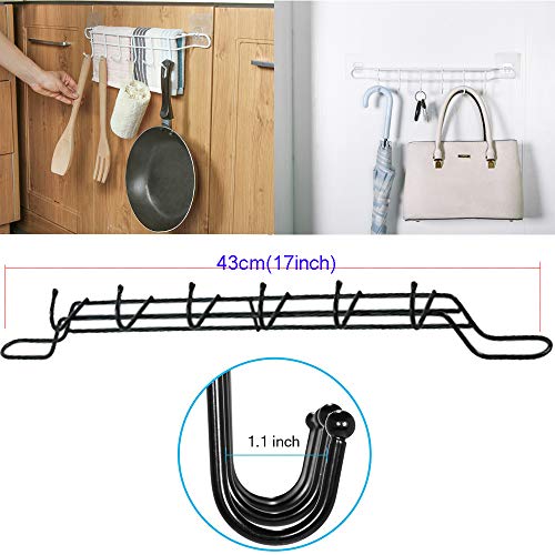 N-A AliCH Colgador de Utensilios Cocina con 6 Ganchos,Adhesivo Utensilios en Cocina Montado en Pared Baldas con Soporte Cuchillos Cocina,Utensilios de Cocina Colgar Rack sin Perforación(43cm)