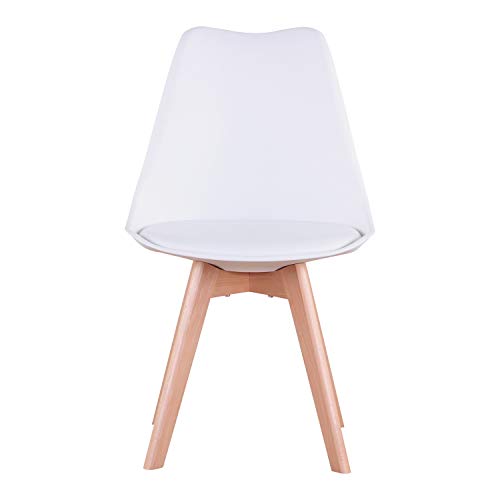 N / A Conjunto de 4 sillas, Silla de Comedor, Silla de tulipán de Estilo nórdico, Adecuada para Sala de Estar, Comedor (Blanco)