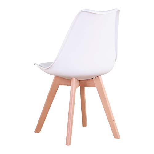 N / A Conjunto de 4 sillas, Silla de Comedor, Silla de tulipán de Estilo nórdico, Adecuada para Sala de Estar, Comedor (Blanco)