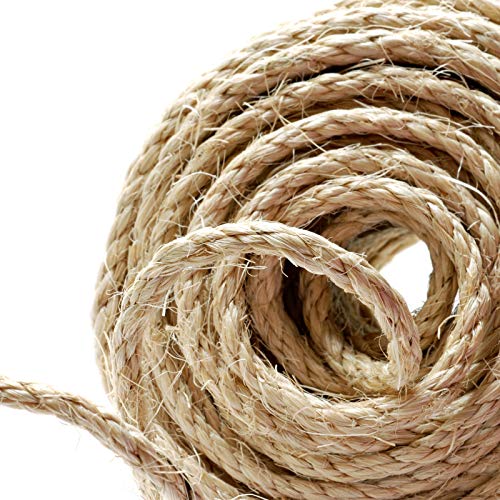 Naler Cuerda de cáñamo 25 m 6 mm, 100% Yute Natural, 4 Capas de Cuerda Gruesa para Barcos, Barras de arañar de Animales, Manualidades, Embalaje de Regalo, jardinería y floristería