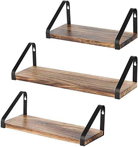 Nandae Juego de 3 Estantes flotantes rústicos, Decorativos estantes de Almacenamiento para Montar en la Pared para Dormitorio, Sala de Estar, Cocina, baño