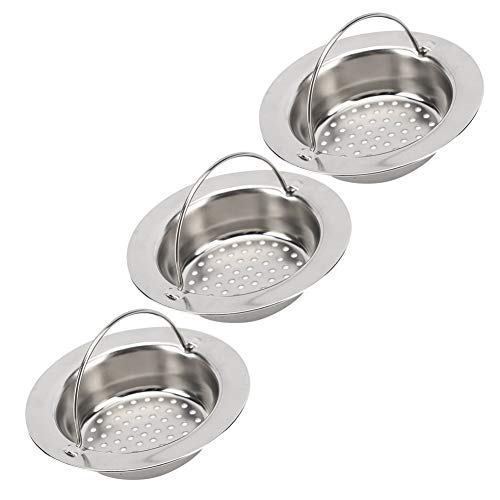 Nannday Filtro de Lavabo, Filtro de Drenaje de Acero Inoxidable, Malla densa portátil 3Pcs para Cocina, baño, Filtro de Inodoro, Cuerpo extraño para el hogar(Small)