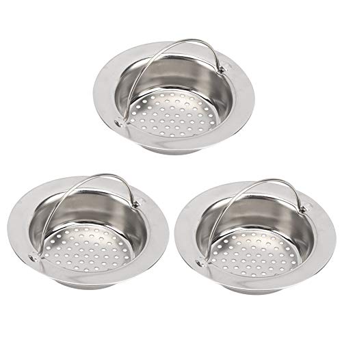 Nannday Filtro de Lavabo, Filtro de Drenaje de Acero Inoxidable, Malla densa portátil 3Pcs para Cocina, baño, Filtro de Inodoro, Cuerpo extraño para el hogar(Small)