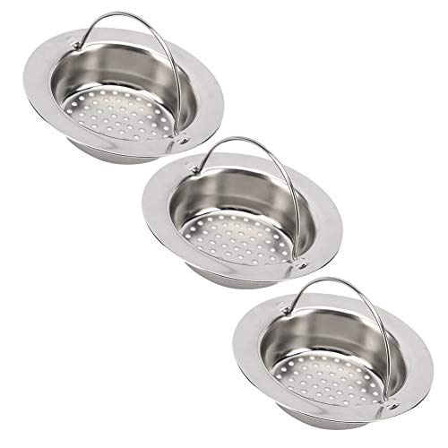 Nannday Filtro de Lavabo, Filtro de Drenaje de Acero Inoxidable, Malla densa portátil 3Pcs para Cocina, baño, Filtro de Inodoro, Cuerpo extraño para el hogar(Small)