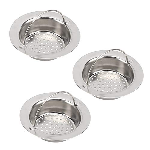 Nannday Filtro de Lavabo, Filtro de Drenaje de Acero Inoxidable, Malla densa portátil 3Pcs para Cocina, baño, Filtro de Inodoro, Cuerpo extraño para el hogar(Small)