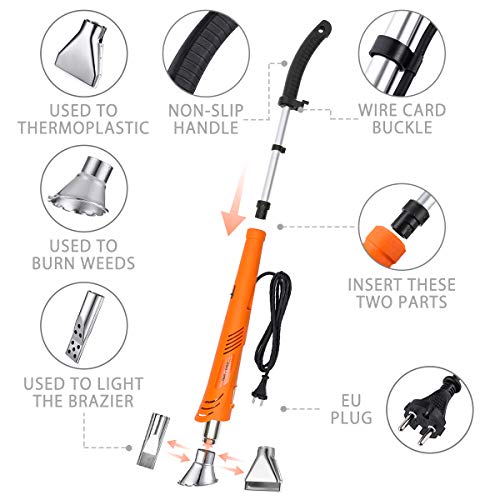 NASUM Quemador de Herbicidas, Quemador de Malas Hierbas Eléctricas, 2000W 230V Temperatura de Trabajo Máxima 650 ℃, contra Malas Hierbas, Naranja (Nuevo)