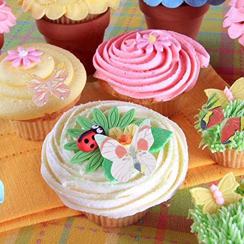 NATEE 42pcs Mariposa Comestible, Adorno Comestible para Tartas, Oblea Decorativa, Cupcake Toppers Decoración de Tarta Postre Papel Glutinoso 100% Comestible 5 4 3cm para Tarta de Boda Cumpleaños