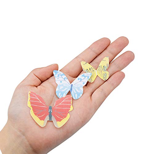 NATEE 42pcs Mariposa Comestible, Adorno Comestible para Tartas, Oblea Decorativa, Cupcake Toppers Decoración de Tarta Postre Papel Glutinoso 100% Comestible 5 4 3cm para Tarta de Boda Cumpleaños