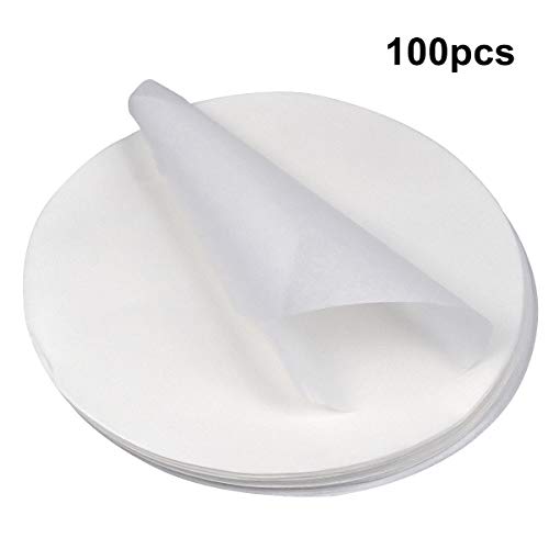 NATUCE 100 PCS Antiadherente Papel Pergamino Redondo,Papel de Hornear Redondo, Papel para Barbacoa para Hornear Tartas (20cm(10Pulgada))