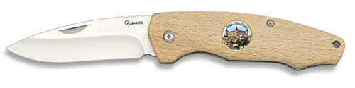 Navaja con insignia RCO TOLEDO Mango de Madera Hoja de Acero INOX inoxidable de 7,5 cm para Camping, Caza, Pesca, Supervivencia y Bushcraft Albainox 19875GR1057 + Portabotellas de regalo