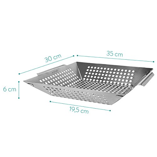 Navaris Bandeja para Parrilla de Acero Inoxidable - rustidera para Horno de 35x30x6cm - Fuente Grande de Barbacoa - tazón para Grill