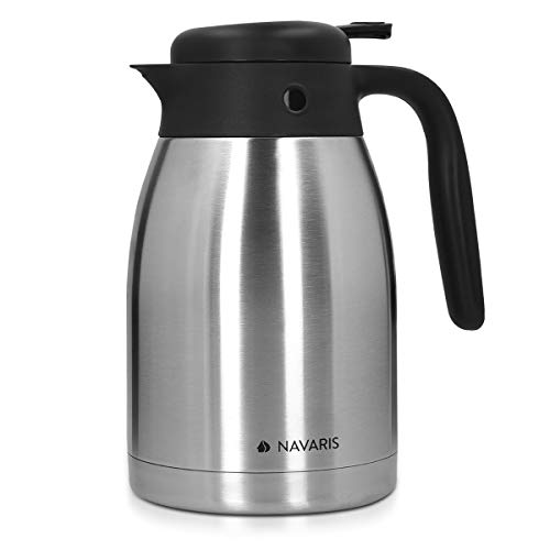 Navaris Jarra térmica de Acero Inoxidable de 1.5 L - Tetera con Aislamiento al vacío - Termo de té y café para Catering - Bebidas frías Calientes