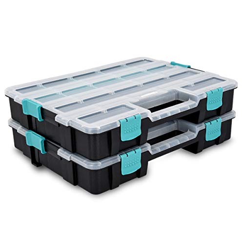 Navaris organizador de tornillos - Caja de almacenaje de plástico para bricolaje - Compartimentos de diferentes tamaños para almacenaje de tuercas